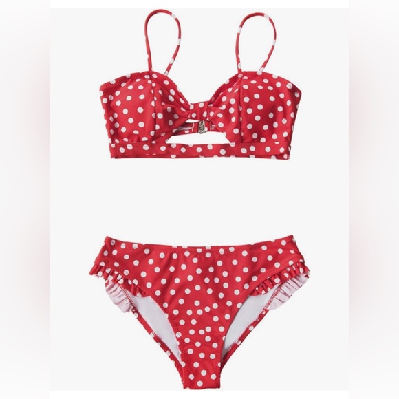 CUPSHE Women's Polka Dot Cutout Ruffles Back Hook Closure Bikini Sets- Size M - Picture 5 of 10